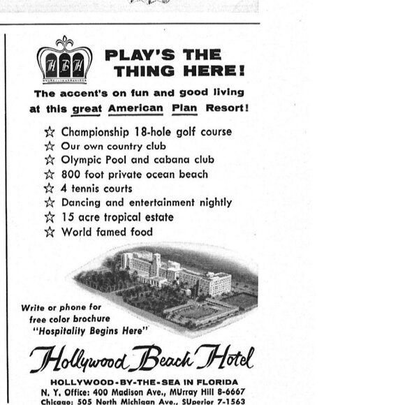 Hollywood Beach Hotel Resorts Florida 1950s Vintage Print Ad - Picture 4 of 4